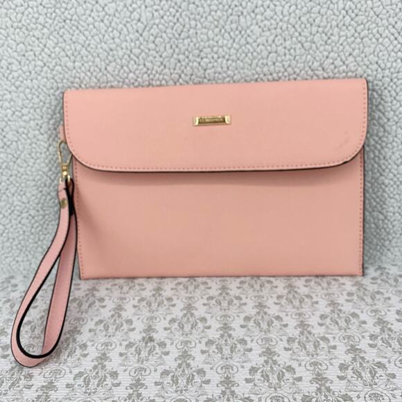 Elim & Paul Pink Envelope Purse Accessories Clutch Detachable Wrist Strap - Picture 1 of 7